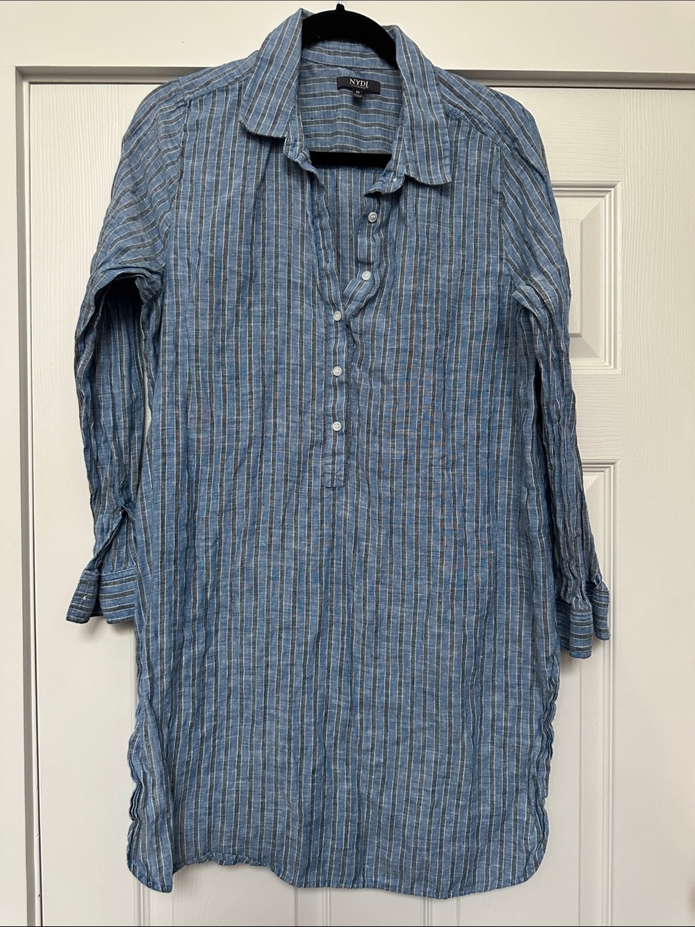 NYDJ Blue Striped Button-Front Casual Shirt